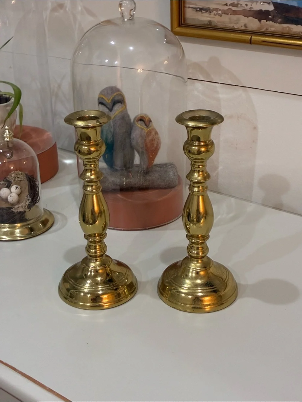 Vintage Solid Brass Candlesticks - Heavy 9